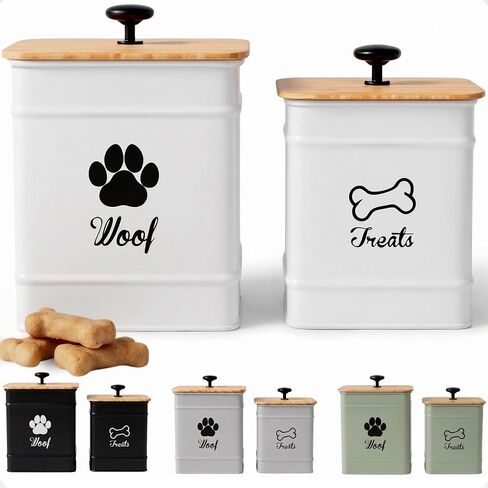 Dog Treat Container Set of 2 with Airtight Bamboo Lids - 8x6 & 7x5 inch in Kuwait