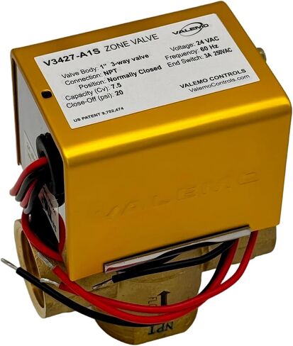 Valemo V2323-A1S Motorized Zone Valve, 2-way, 3/4" Threaded NPT, Normally Closed, 24 VAC with End Switch, PEX adapter ready in Kuwait