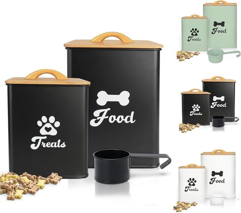Dog Treat Container 2PCS, Dog Food Storage Container with Lids Airtight, Dog Treat Jars for Kitchen Counter-7+3Lbs, Small Dog and Cat Cookie Jar for Storage, Pet Treat Container (Upgraded) White in Kuwait