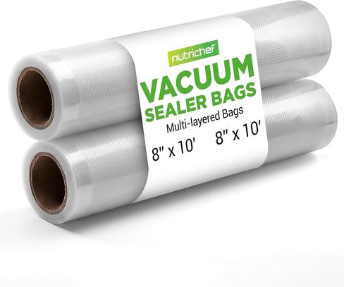 NutriChef Two 8" X10' 4 mil Commercial Grade Vacuum Sealer Food Storage Rolls | Create Your Own Size Bag, Brands, Clear in Kuwait