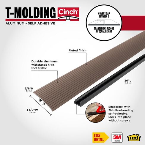 M-D Building Products Cinch T-Molding w/SnapTrack (مصقول) 36" نيكل ساتان النيكل in Kuwait