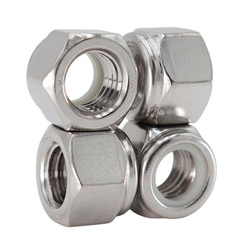 #6-32 Nylon Insert Hex Lock Nuts 100 Pack 304 Stainless Steel Self-Locking Nylon Lock Nuts Plain Finish for Industrial Construction Fasteners in Kuwait