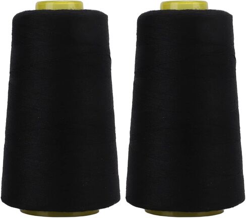 2Pcs 402 Serger Thread, Premium Polyester Fray Fadeless Durable Sturdy Widely Used Black Thread for Sewing Machine Quilting Overlock Crafts in Kuwait