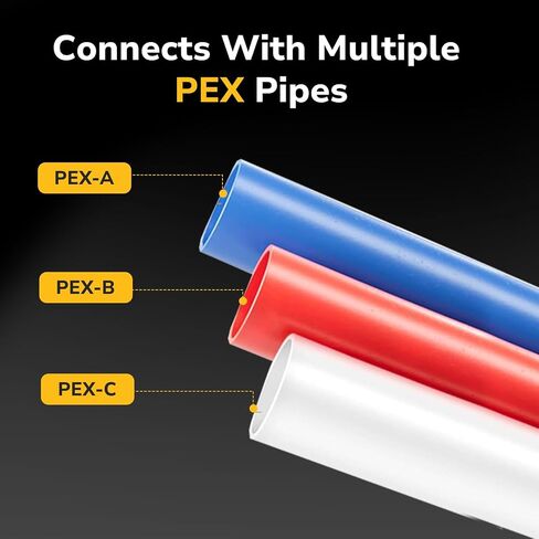 صمام كروي PEX مقاس 1/2 بوصة من JUWO، 10 عبوات من صمام إغلاق المنفذ الكامل من النحاس المجعد مع مقبض دوران 1/4 للمياه الساخنة والباردة، معتمد من UPC in Kuwait