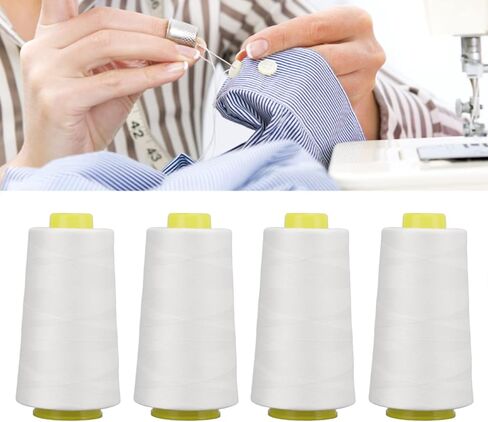 AYNEFY White Serger Thread Sewing for Sewing Machine Hand Embroidery Quilting Overlock Piecing Other Embroidery Supplies in Kuwait