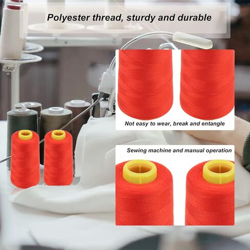2PCS Serger Thread High Strength Sturdy Durable Polyester Red Sewing Thread for Daily Quilting Splicing in Kuwait