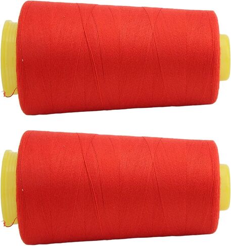 2PCS Serger Thread High Strength Sturdy Durable Polyester Red Sewing Thread for Daily Quilting Splicing in Kuwait