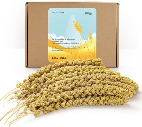 BUCATSTATE Spray Millet for Birds, Sun-Dried Healthy Millet Parakeet Treats for Parrots Cockatiel Lovebird Finch, GMO-Free Parakeet Food - 1.1lb in Kuwait