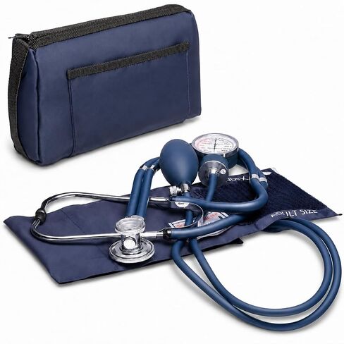 NOVAMEDIC Professional Aneroid Sphygmomanometer Blood Pressure Machine and Stethoscope Set, Universal Adult Size Cuff Arm 8.7-16.5", Manual Emergency BP Monitor Kit with Carrying Case, Blue in Kuwait