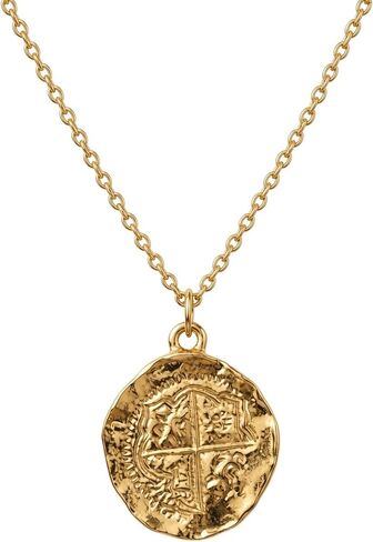 Antique Finished Pieces of Eight Coin Necklace Pewter Replica of Spanish Coin - Pirate's Treasure Necklace - Handcrafted in USA (16 Inch Chain Length) in Kuwait