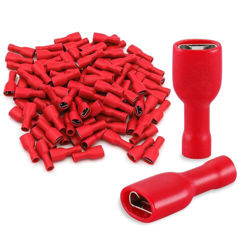 Baomain الأحمر أنثى/ذكر سلك موصل معزول الأسلاك الكهربائية تجعيد الطرفية 22-16 AWG 4.8 x 0.5mm حزمة من 100 in Kuwait