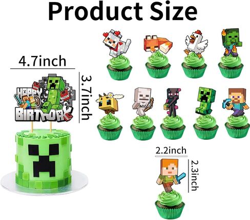 21 Pcs Pixel Styled Gamer Cake Decorations, Cute Happy Birthday Cake Toppers, Birthday Party Supplies, Suitable for Birthday Parties, Themed Parties, Holiday Celebrations, and Similar Occasions. in Saudi Arabia