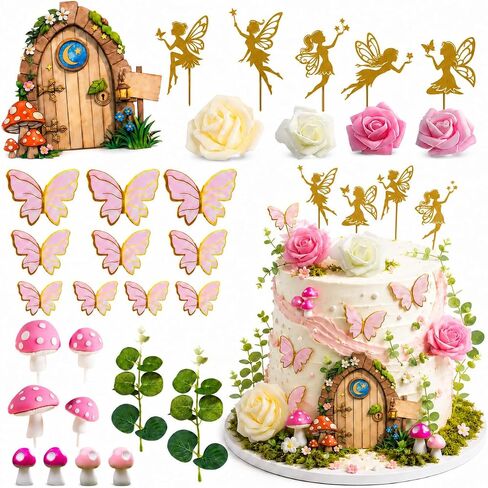 30 PCS Fairy Cake Toppers Fairy Garden Cake Decorations with Gold Fairies in Kuwait