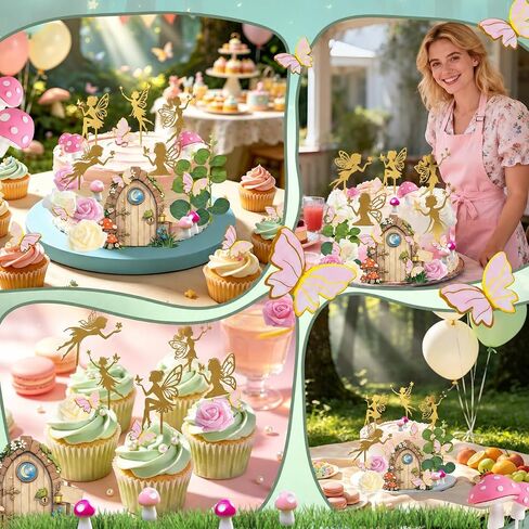 30 PCS Fairy Cake Toppers Fairy Garden Cake Decorations with Gold Fairies in Kuwait