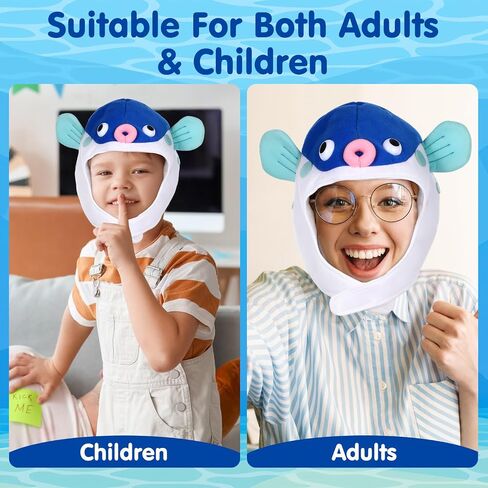 Mobestech Plush Puffer Fish Hat Blue Photo Prop for Party Cosplay in Kuwait