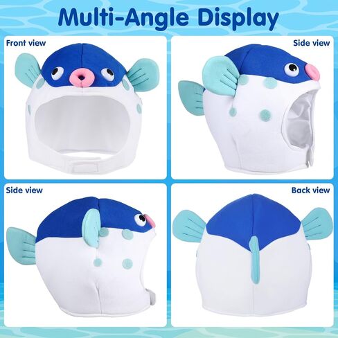 Mobestech Plush Puffer Fish Hat Blue Photo Prop for Party Cosplay in Kuwait