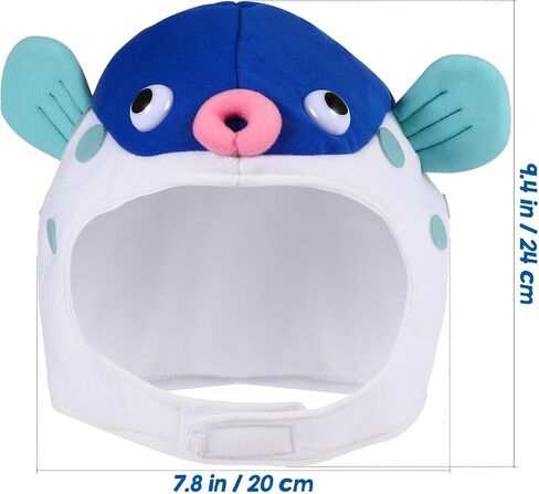 Mobestech Plush Puffer Fish Hat Blue Photo Prop for Party Cosplay in Kuwait