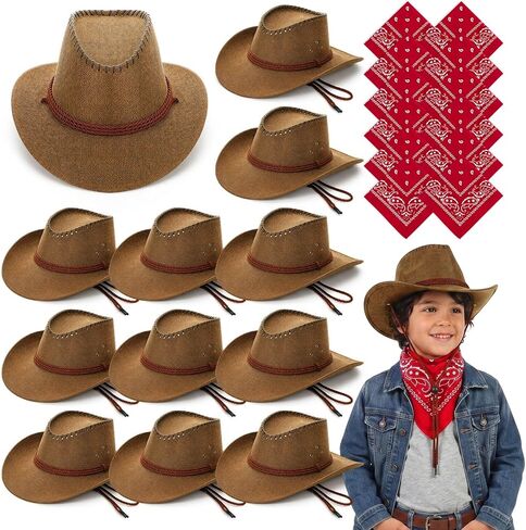 Xtinmee 24 Pcs Extra Thick Western Cowboy Hat Bulk for Kids Halloween Party in Kuwait