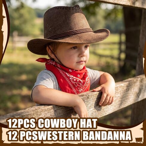 Xtinmee 24 Pcs Extra Thick Western Cowboy Hat Bulk for Kids Halloween Party in Kuwait
