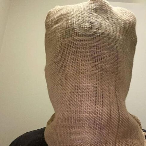 Halloween Knit Sackcloth Robber Head Covering Party Holiday Winter Warm Hat Full-Head Hand-Knitted mask with Exposed in Saudi Arabia