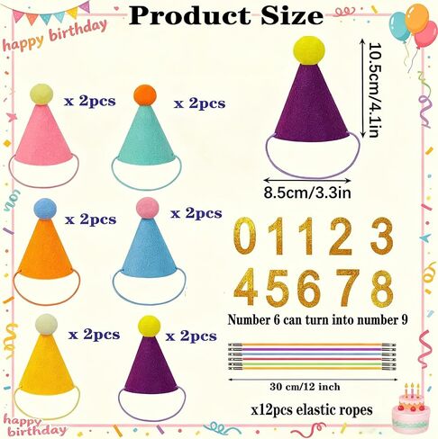 12 Pcs Mini Party Hats for Stuffed Animals Headwear,Birthday Hats for Pets in Kuwait