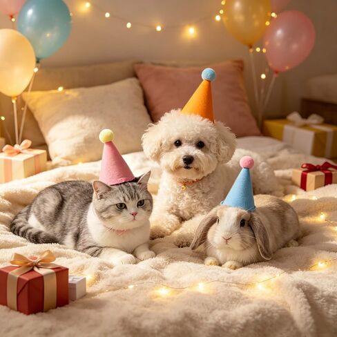 12 Pcs Mini Party Hats for Stuffed Animals Headwear,Birthday Hats for Pets in Kuwait