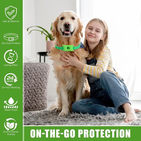 Natural Flea & Tick Dog Collar Tag with 4 Refills - Green in Kuwait