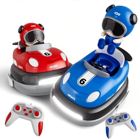 2-Player Battle 3+ rc Car Boys Proportional Steering‌/Throttle | Cartoon Remote Control Bumper Cars with Light & Sound – Racing Set (Drift + Collision Modes) | Rechargeable Kids’ Race Cars in Kuwait