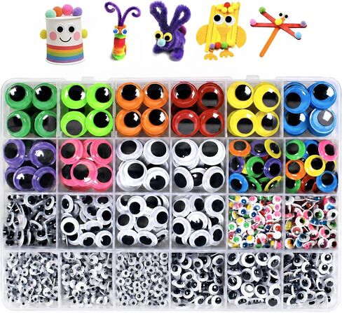 1580PCS Googly Eyes Self Adhesive, Colored Assorted Sizes for Crafts in Kuwait