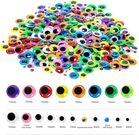 1580PCS Googly Eyes Self Adhesive, Colored Assorted Sizes for Crafts in Kuwait