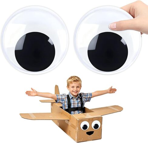 6 Inches Giant Googly Eyes,Large Googly Eyes Plastic Wiggle Eyes with Self Adhesive Black White Big Stick on Eye Eyeball Stickers for Handmade DIY Art Crafts Party Halloween Christmas Tree Decoration in Kuwait