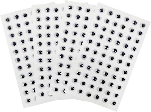 TOAOB 4 Sheets Googly Eyes Stickers Self Adhesive Wiggle Eyes 6mm Plastic Craft Sticker Eye for DIY Crafts Scrapbooking Decoration in Kuwait