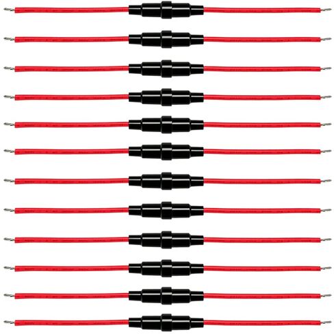 12pcs 5x20mm AGC Fuse Holder Inline Screw Type with 16 AWG Wire + 110pcs Quick Blow Glass Tube Fuse Assorted Kit 250V 0.2A, 1A, 2A, 3A, 5A, 6A, 8A, 10A,15A,20A, 5x20mm Ted Lele (Fuse+16 AWG Wire) in Kuwait