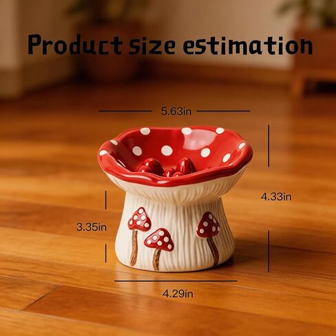Cute Ceramic Elevated Cat Slow Feeder Bowl, Mushroom Design Non-Slip Slow Feeder Cat Bowl for Cats & Small Dogs in Kuwait