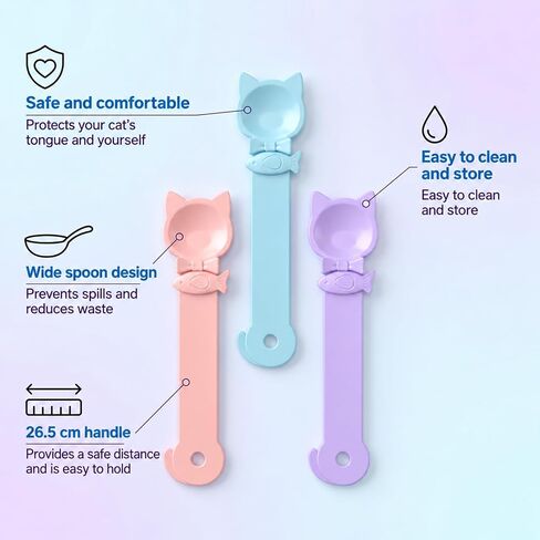 3 Pcs Cat Treat Spoon Squeeze Dispenser, Mess-Free Cat Treat Feed in Kuwait