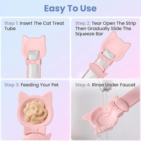 3 Pcs Cat Treat Spoon Squeeze Dispenser, Mess-Free Cat Treat Feed in Kuwait