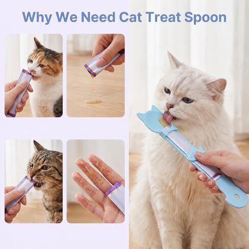 3 Pcs Cat Treat Spoon Squeeze Dispenser, Mess-Free Cat Treat Feed in Kuwait