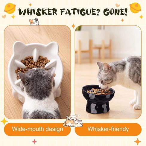 2 Pack Ceramic Slow Feeder Cat Bowl, Raised Tilted Cat Slow Feeder Bowls in Kuwait