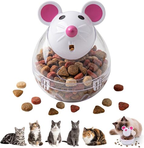 Engaging Cat Food Dispenser Toy | Rolling Mouse Style for Nourishment & Training | Pet Dish, Without Battery in Kuwait