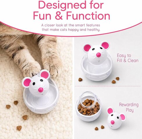 Engaging Cat Food Dispenser Toy | Rolling Mouse Style for Nourishment & Training | Pet Dish, Without Battery in Kuwait