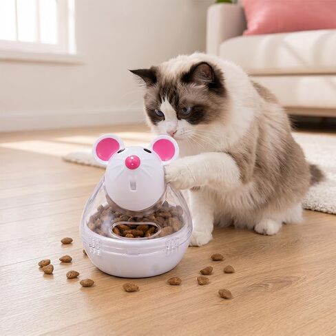 Engaging Cat Food Dispenser Toy | Rolling Mouse Style for Nourishment & Training | Pet Dish, Without Battery in Kuwait