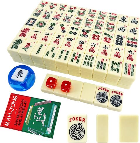 1.2" 166-Tile American Mahjong Tile Set - Complete Mahjong Game Set with Cute Mah Jongg Tiles for Beginners, Adults, Seniors, American Mahjong Tiles, Majiang Set & Mahjong Tiles Only in Kuwait