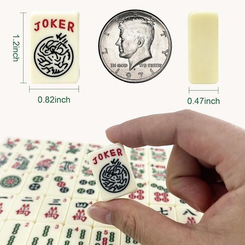 1.2" 166-Tile American Mahjong Tile Set - Complete Mahjong Game Set with Cute Mah Jongg Tiles for Beginners, Adults, Seniors, American Mahjong Tiles, Majiang Set & Mahjong Tiles Only in Kuwait