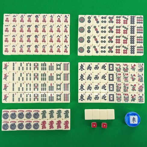 1.2" 166-Tile American Mahjong Tile Set - Complete Mahjong Game Set with Cute Mah Jongg Tiles for Beginners, Adults, Seniors, American Mahjong Tiles, Majiang Set & Mahjong Tiles Only in Kuwait