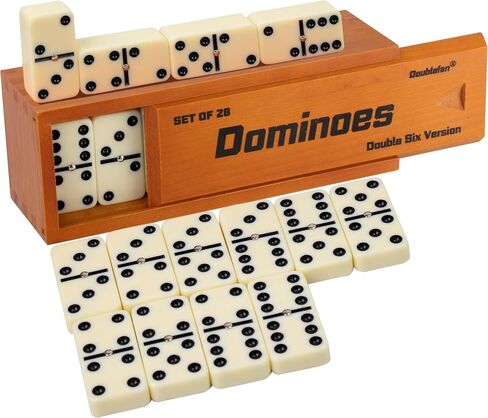 Doublefan Dominoes for Adults, Double 6 Domino Set 28 Tiles in Wood Case in Kuwait