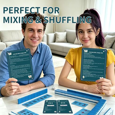 Mahjong Shuffler Cards with Rules Waterproof Tile Mixing Cards for Tiles in Kuwait