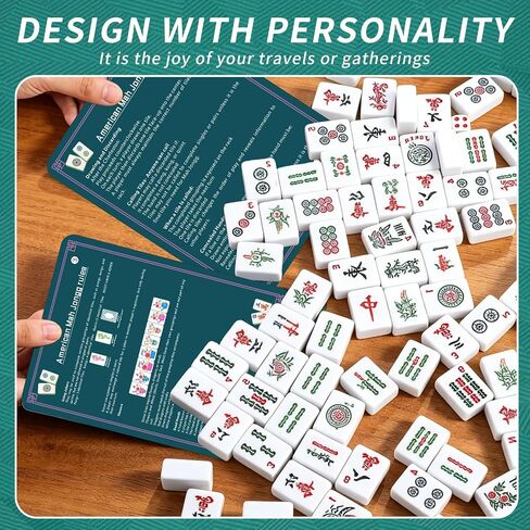 Mahjong Shuffler Cards with Rules Waterproof Tile Mixing Cards for Tiles in Kuwait