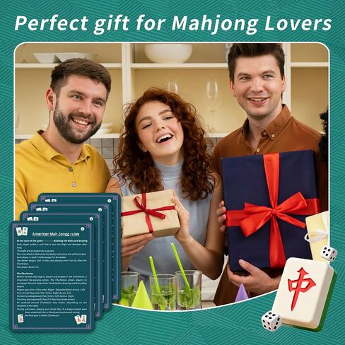 Mahjong Shuffler Cards with Rules Waterproof Tile Mixing Cards for Tiles in Kuwait