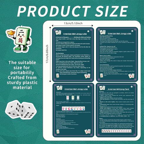 Mahjong Shuffler Cards with Rules Waterproof Tile Mixing Cards for Tiles in Kuwait