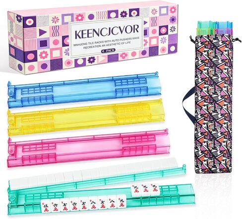 4Pack Mahjong Racks with Pushers,Non-Slip Acrylic Rack for American Mahjong in Saudi Arabia